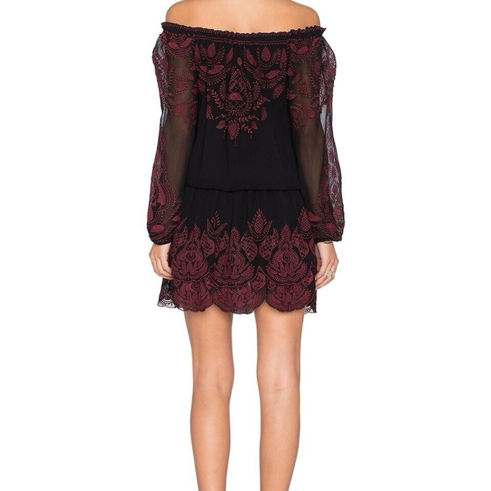 Elegant Off-Shoulder Black and Red Dress - Picture 2 of 7